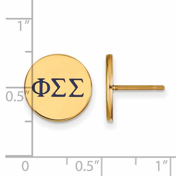 14K Plated Silver Phi Sigma Sigma Enamel Greek Letters Post Earrings - Picture 2 of 4